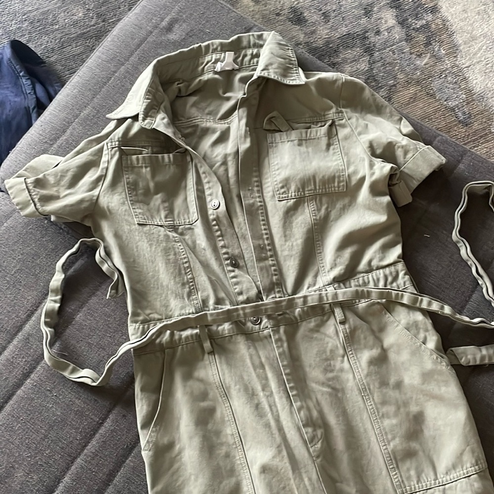 Green utility jumpsuit - ankle